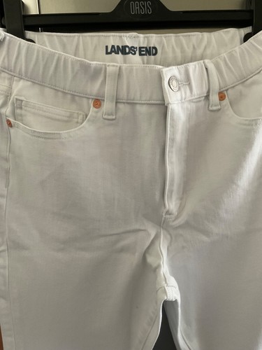 PVP £75 Lands' End Vaquero Mujer Blanco Cintura Alta Pierna Recta - Imagen 3 de 13