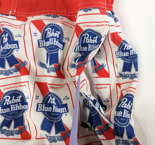 Pabst Blue Ribbon Beer Shorts Men's Size 2XL Red White Blue Board Swim Trunks - 第 5/10 張圖片