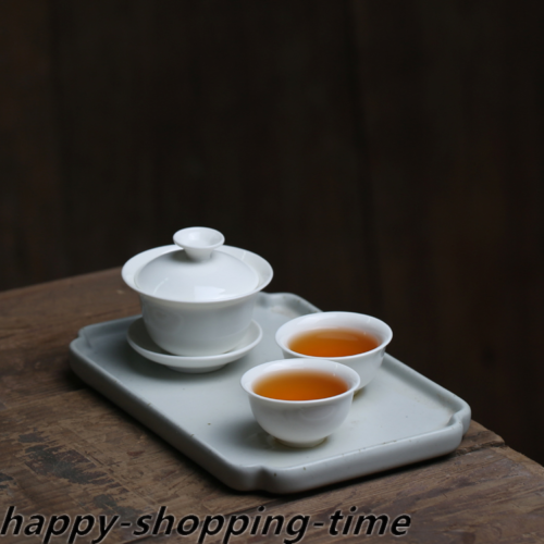 white gaiwan small kungfu tureen porcelain covered bowl cup saucer tea plate new - Picture 6 of 21