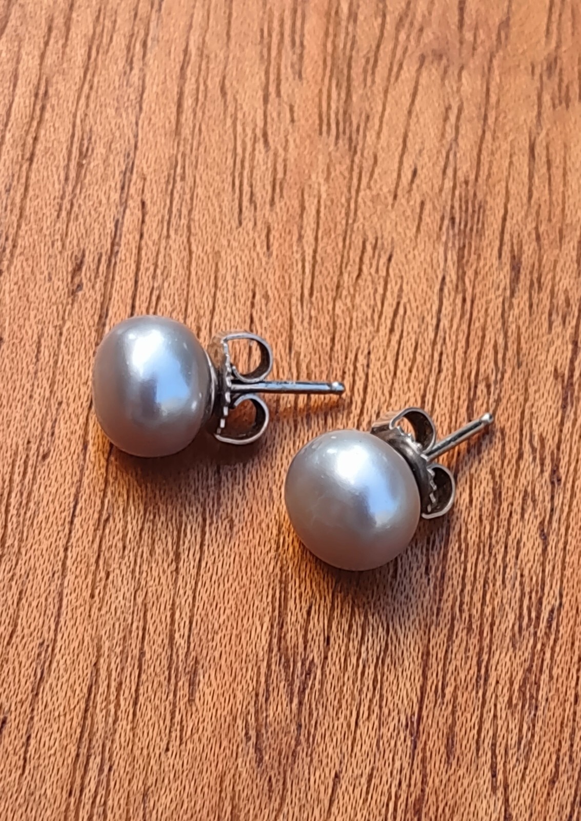 Honura 9mm Grey Pearls with 925 Sterling Silver Posts & Backs - Free Shipping - Picture 5 of 5