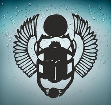 Antique Egyptian Scarab Amulet Sticker Black