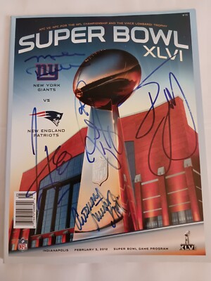 Super Bowl XLVI Program Autographed By Dikta, Carter, Taylor, Munoz & Morgan COA