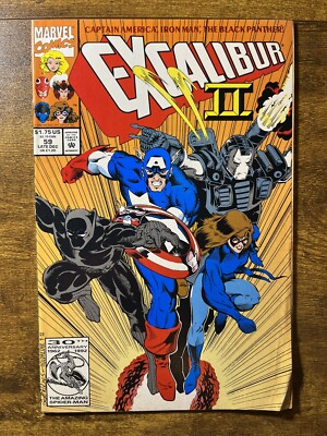 EXCALIBUR 59 DIRECT EDITION SCOTT KOLLINS CAPTAIN AMERICA COVER MARVEL 1992 B