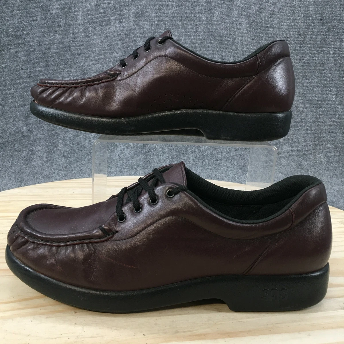 SAS Shoes Womens 10.5 N Take Time Brown Leather Moc Toe Low Top Lace Up Casual