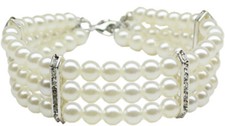 DOG NECKLACE: Gorgeous 3 Row Faux Pearls Dazzling Dog Necklace for your Pet A1