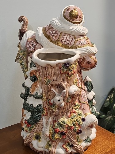 Vintage Fitz and Floyd große Snowy Woods Santa Herzstück 15" Vase in Box - Bild 2 von 11