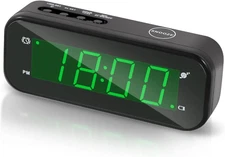 Small Digital Clock Battery Operated, Green LED Travel Alarm Clock Battery