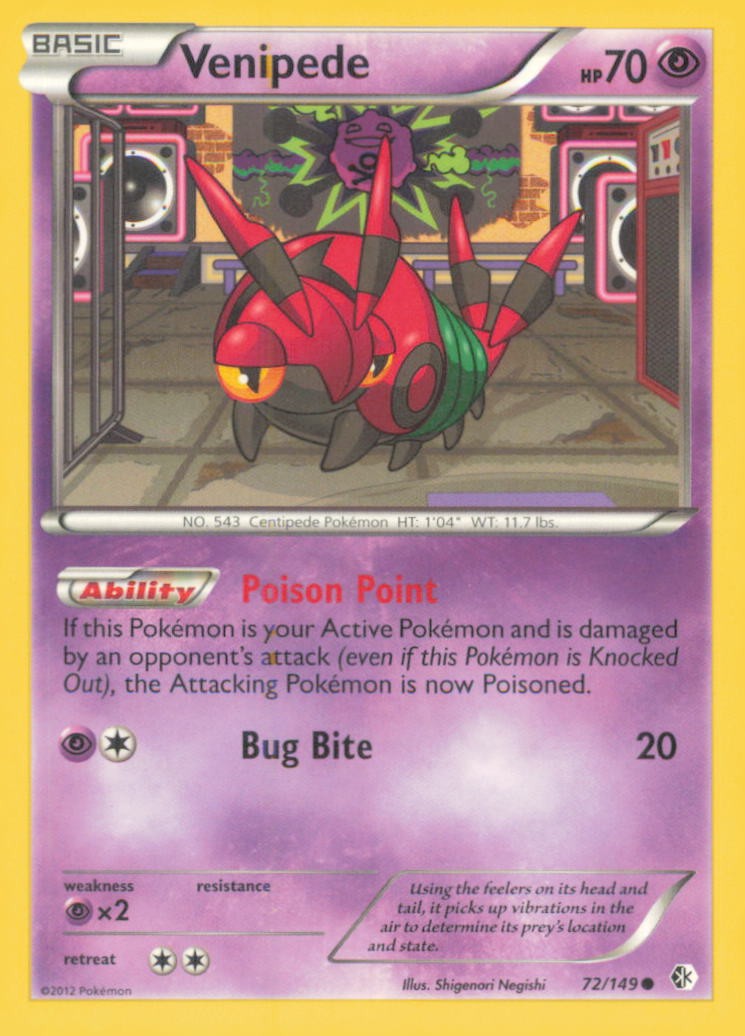 VENIPEDE 72/149 COMMON BOUNDARIES CROSSED POKEMON NEAR MINT