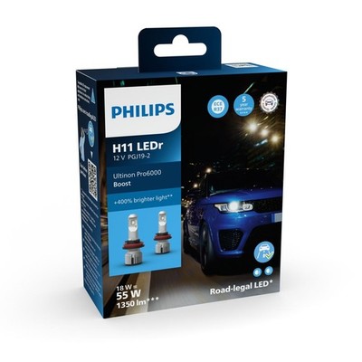 Philips H11 12V 18W Ultinon Pro6000 Boost 5800K +400% mit Strassenzulassung 2St.