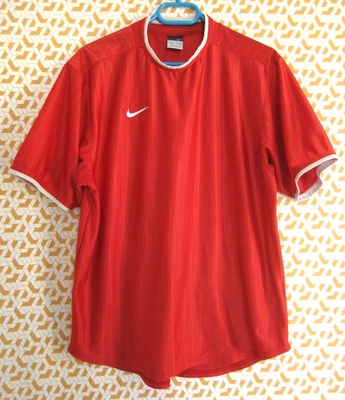 Maillot Nike Teamwear 2004 rouge rayures verticales Retro Soccer vintage - M - Photo 1/4