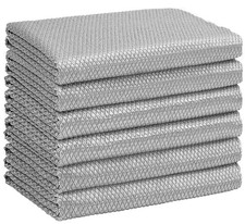 Grey Microfiber Glass Cleaning Cloths6PK, 16"x14" Lint Free Window Cleaning C...