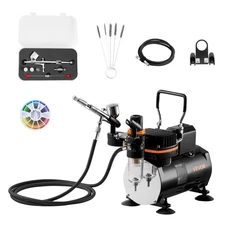 VEVOR Airbrush Kit Air Brush Kit 1/6 HP Air Compressor 1 Airbrush 3 Tips Hose