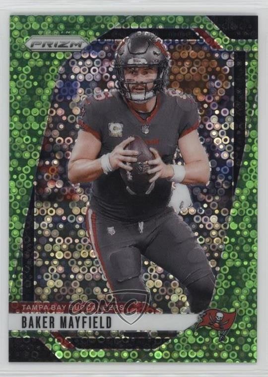 2024 Panini Prizm No Huddle Neon Green Prizm 4/10 Baker Mayfield #268