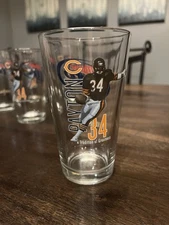 Miller Light Walter Payton Number 34 Chicago Bears NFL Glass x1