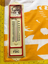 Vintage Metal Advertising Thermometer  Bank -...