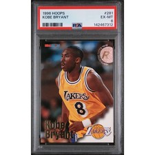 1996 HOOPS #281 KOBE BRYANT ROOKIE CARD LOS ANGELES LAKERS - PSA 6. rookie card picture
