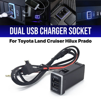 Dual Switch Button USB-A QC3.0 Charger Upgrade Kit For Toyota Corolla 2006-2013