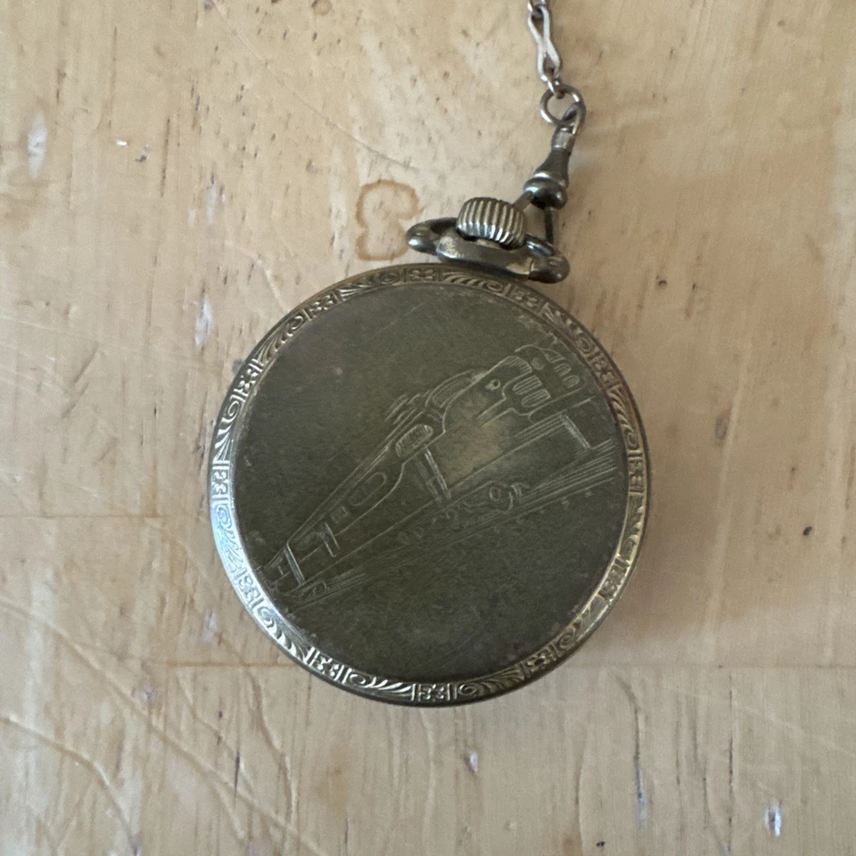 Reloj Bolsillo Ferrocarril Suizo Colibei Vintage 17 Joyas Locomotora Grabado. Foto 3 de 4