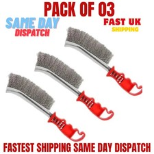 3x Heavy Duty Wire Hand Brush Stainless Steel Bristles Rust Paint Metal Removal
