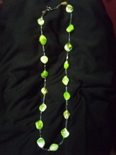 Green Seashell Bead Necklace, Ethnic Motif