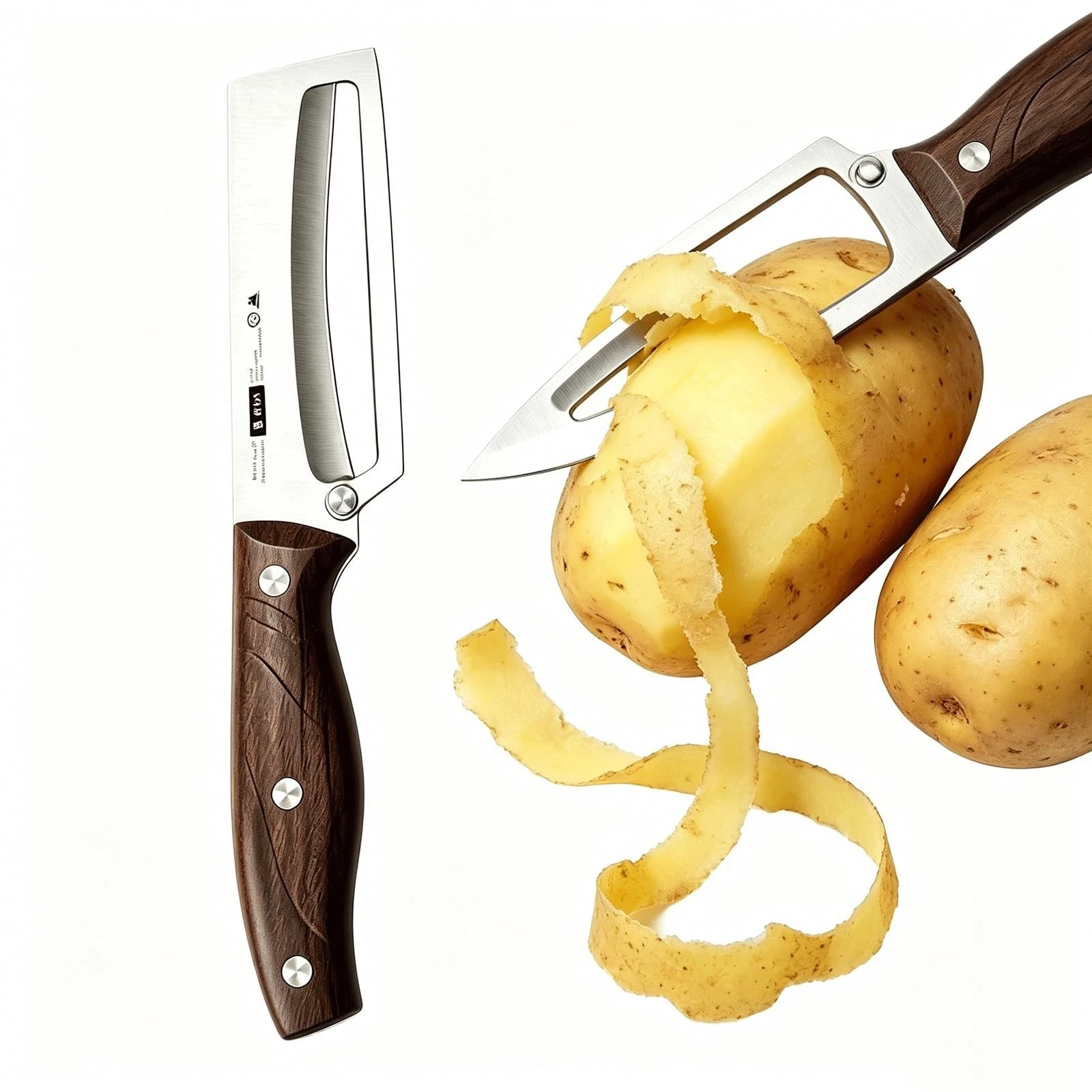 Stainless Steel Peeler With Wooden Handle, Fruit Vegetable Peeler For Peeling Sl