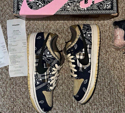 Nike SB Dunk Low Travis Scott Cactus Jack Bandana Plaid Shoes US 10M