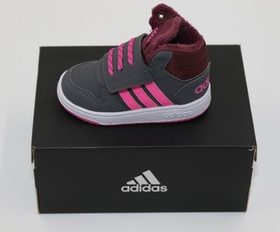 Adidas Hoops Mid 2.01 Kids Shoes in 21 - Grey Pink New
