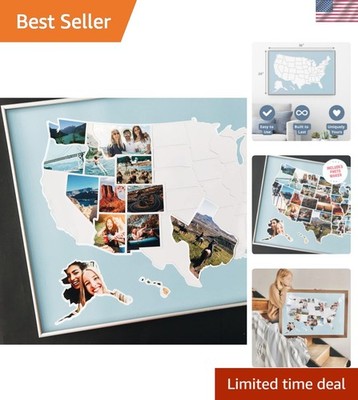 Photo Map - 50 States Travel Map - 24 x 36 in - Includes Secure Photo Maker -...