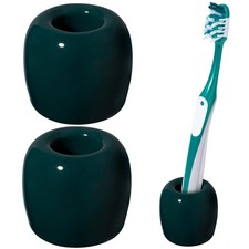 Urbanstrive Ceramic Toothbrush Holders for Bathrooms, Sleek Tooth Dark Green