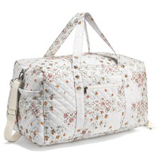 Dansydaisy Large Quilted Travel Duffle Bag for Women Floral Portable Gym Week...