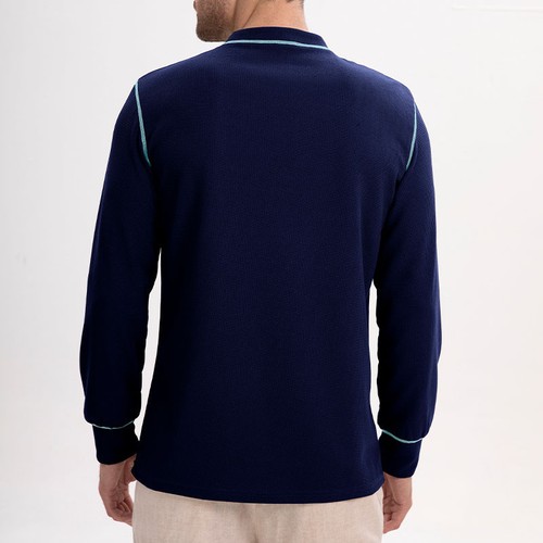 Men's Tops Long Sleeve T-shirt Slim Fit Round Neck Waffle Sports Henry Shirts - Picture 11 of 30