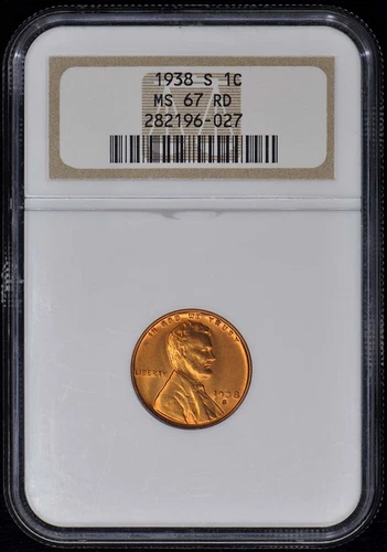 1938-S Wheat Reverse Lincoln Cent 1C NGC MS67RD