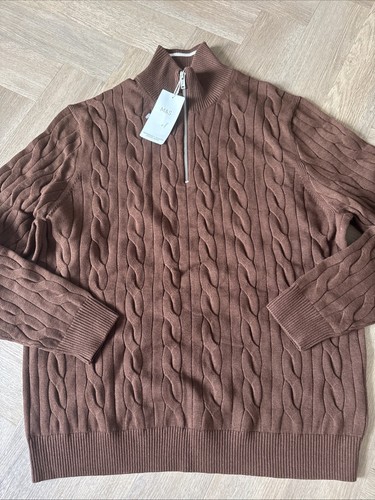 Jersey tejido con cable de mezcla de algodón para hombre Marks and Spencer talla XL regular - Imagen 2 de 10