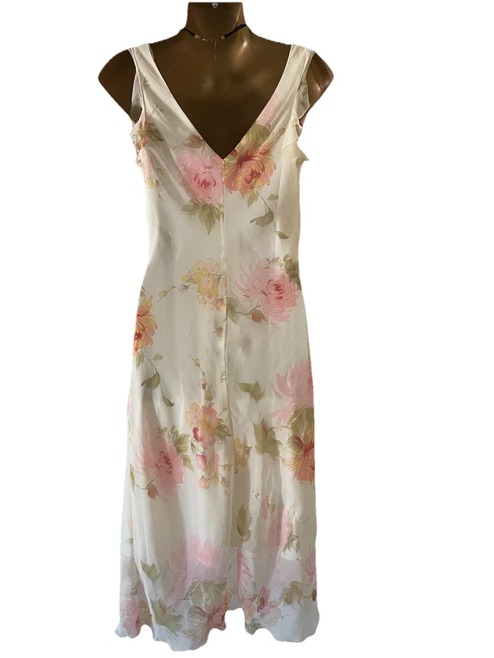 Maxi Vestido Midi Floral De Colección Años 90 Y2K La Belle Chifón Babydoll Suave Romántico Hada Foto 4 de 4