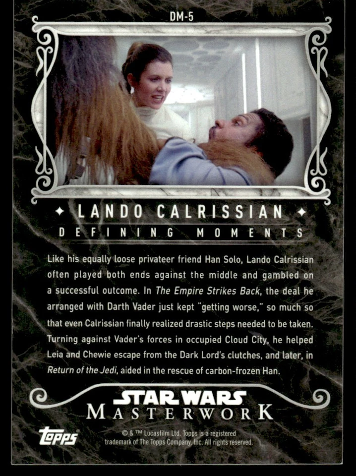 2015 Star Wars Masterwork Trading Card Defining Moments LANDO CALRISSIAN - Image 2 of 2