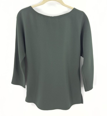 Club Monaco Lilia Tie Waist Blouse Top Size XS Green Minimalist Belted Office