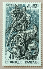 6B-Timbre France YT  1538 neuf **  année 1967 "Philippe II Auguste"