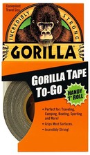 Gorilla 6101002 Gorilla Tape To-Go Black Duct Tape 1 inch x 30 feet Travel Size
