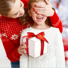 100 Pack White Paper Gift Boxes with Lids, 4 X 4 X 4 Inch Gift Wrapping Box P...