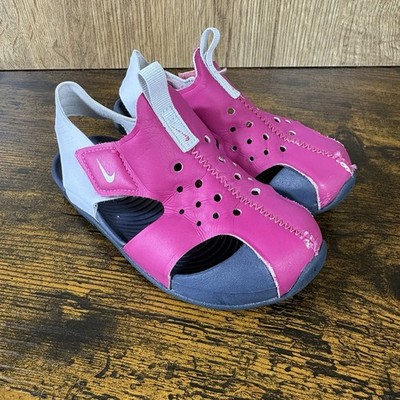 Nike Sunray Protect 2 Sandalen Pink Grau Kinder UK 8 EU 25 Klett Strand