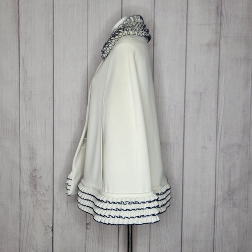 Vintage 1960s Lilli Ann Knit White & Blue Cape - One Size - Picture 5 of 8