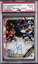 2019 BOWMAN DRAFT CHROME-BATTING-AUTO #BDC85 CJ ABRAMS #/99 PSA 9