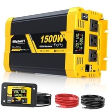 1500W Pure Sine Wave Inverter,DC to 120V AC Powers 12V 1500Wave
