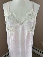 Vintage Pink Nightgown Slip Lingerie Sz L Lace
