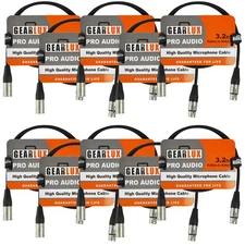 Gearlux 3.2-Foot XLR Microphone Cable, Male to Female, Black - 10 Pack
