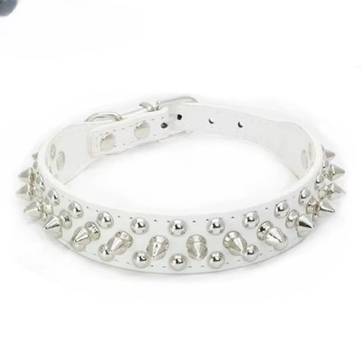 Spiked Studded Dog Collar Rivet Adjustable PU Leather Pet XS S M L XL 8 Color