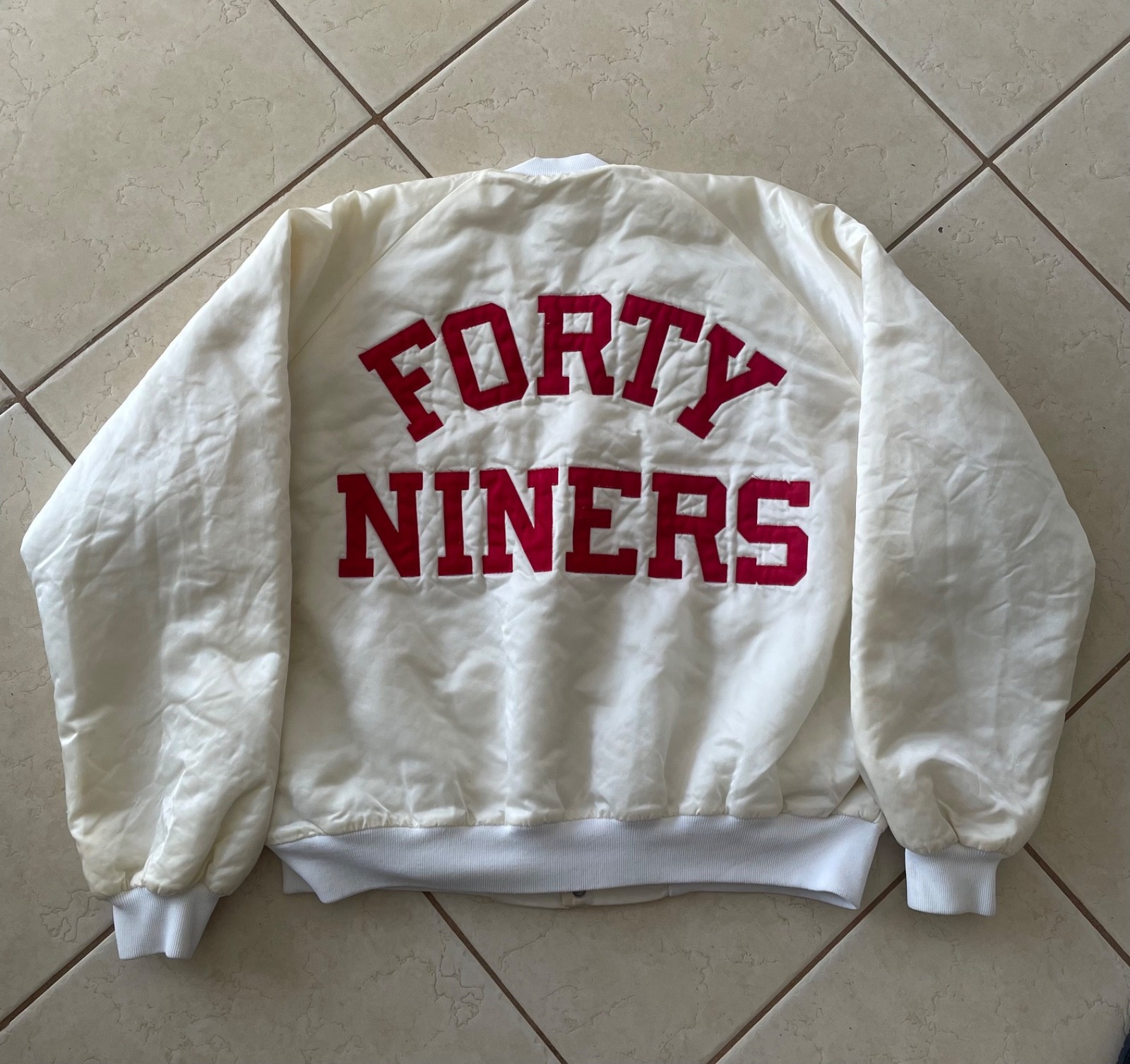 vintage Chalk Line San Francisco 49ers white satin jacket Size XL