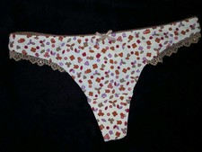 Vintage Victorias Secret POUT Floral Cotton Lace Thong Panties S Y2K EUC