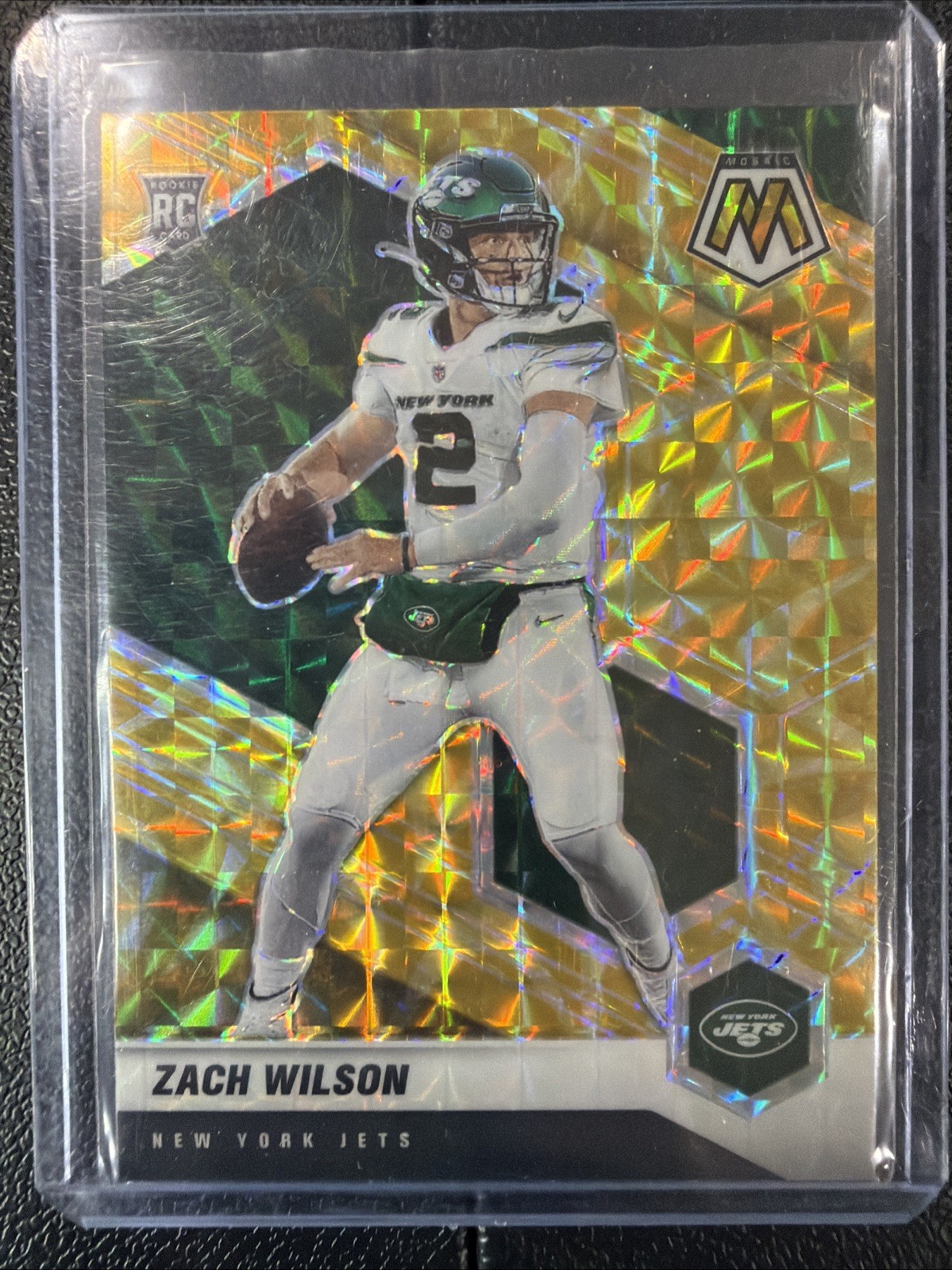 2021 Panini Mosaic - Rookies Zach Wilson #302 Reactive Yellow Mosaic Prizm (RC)