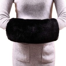 Faux Fur Hand Muffs Women Warm Faux Fur Muffs Black